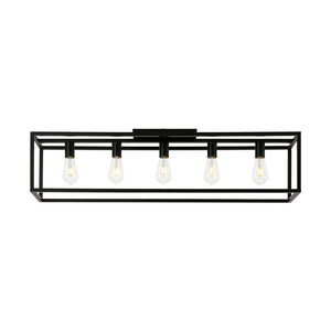 LightFixturesUSA - Industrial Minimalist Rectangle Cage Semi Flush Mount - Ceiling Light - Black - 