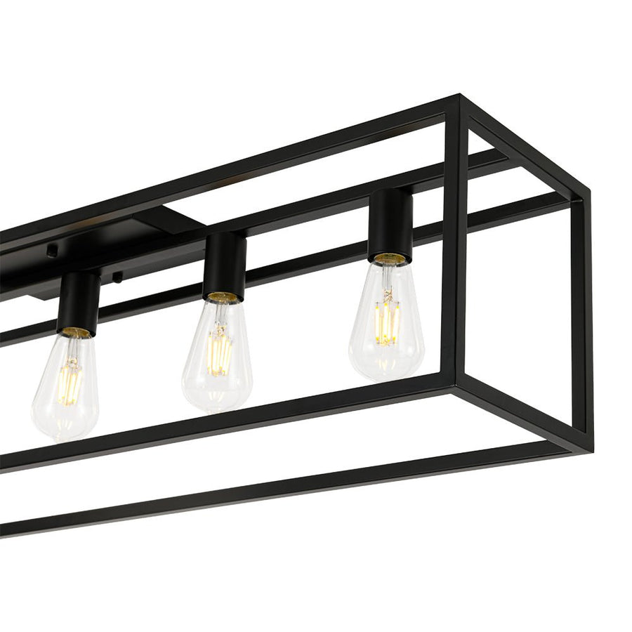 LightFixturesUSA - Industrial Minimalist Rectangle Cage Semi Flush Mount - Ceiling Light - Black - 