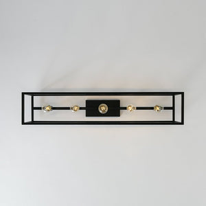 LightFixturesUSA - Industrial Minimalist Rectangle Cage Semi Flush Mount - Ceiling Light - Black - 