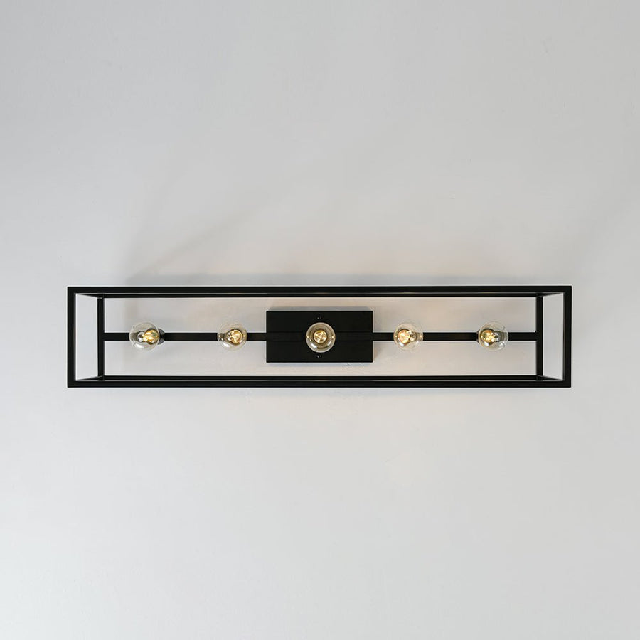 LightFixturesUSA - Industrial Minimalist Rectangle Cage Semi Flush Mount - Ceiling Light - Black - 