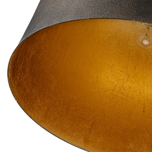 LightFixturesUSA - Industrial Oversized Iron Bell Dome Pendant Light Black Gold Powder - Chandelier - 21.6 in. - 