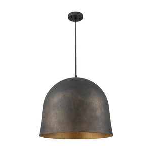 LightFixturesUSA - Industrial Oversized Iron Bell Dome Pendant Light Black Gold Powder - Chandelier - 21.6 in. - 