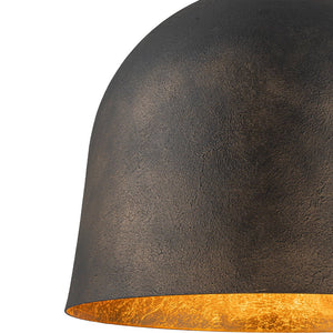 LightFixturesUSA - Industrial Oversized Iron Bell Dome Pendant Light Black Gold Powder - Chandelier - 21.6 in. - 