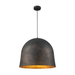 LightFixturesUSA - Industrial Oversized Iron Bell Dome Pendant Light Black Gold Powder - Chandelier - 21.6 in. - 