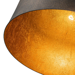 LightFixturesUSA - Industrial Oversized Iron Bell Dome Pendant Light Black Gold Powder - Chandelier - 21.6 in. - 