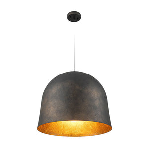 LightFixturesUSA - Industrial Oversized Iron Bell Dome Pendant Light Black Gold Powder - Chandelier - 21.6 in. - 