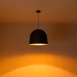 LightFixturesUSA - Industrial Oversized Iron Bell Dome Pendant Light Black Gold Powder - Chandelier - 21.6 in. - 