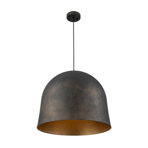 LightFixturesUSA - Industrial Oversized Iron Bell Dome Pendant Light Black Gold Powder - Chandelier - 21.6 in. - 