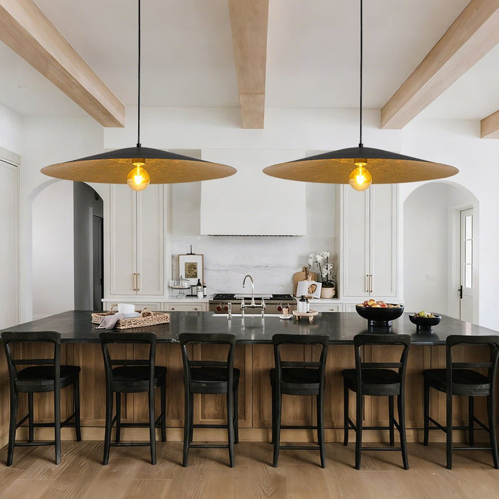 LightFixturesUSA - Industrial Oversized Iron Flat Cone Kitchen Pendant Light - Pendant Light - L - 31.5 in - 