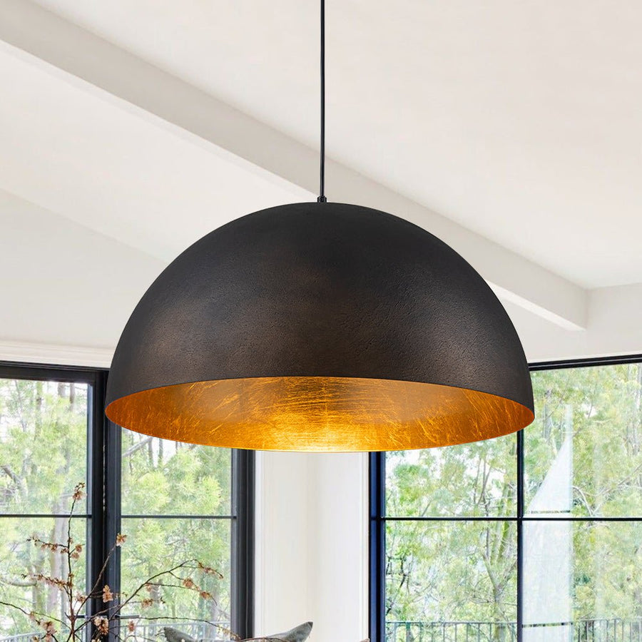 LightFixturesUSA - Industrial Oversized Large Metal Dome Pendant Light - Chandelier - Black - 15 in. (Pre - Order)