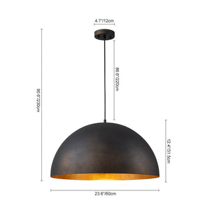 LightFixturesUSA - Industrial Oversized Large Metal Dome Pendant Light - Chandelier - Black - 15 in. (Pre - Order)