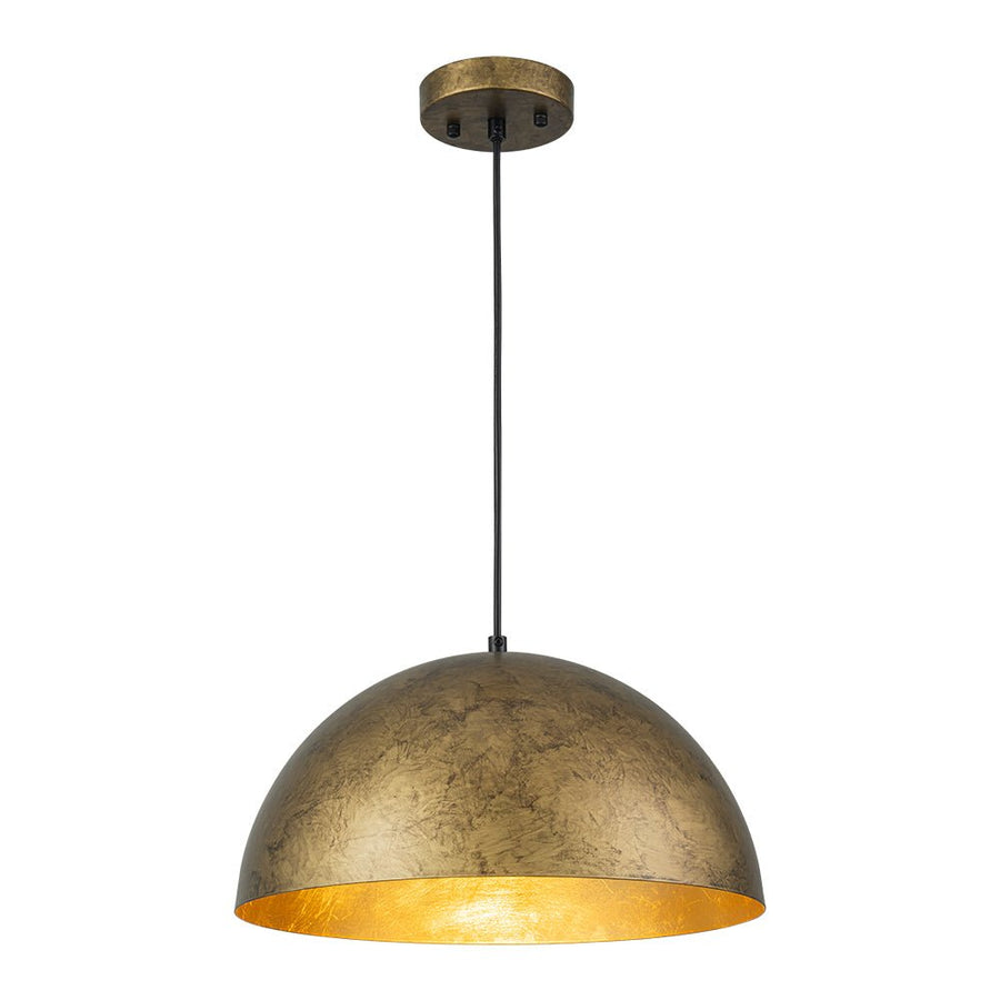 LightFixturesUSA - Industrial Oversized Large Metal Dome Pendant Light - Chandelier - Vintage Brass - 15 in.