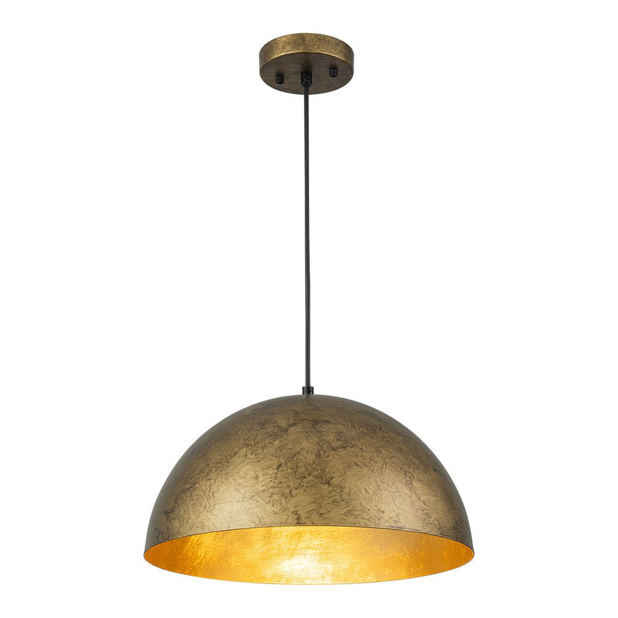 LightFixturesUSA - Industrial Oversized Large Metal Dome Pendant Light - Chandelier - Vintage Brass - 15 in.