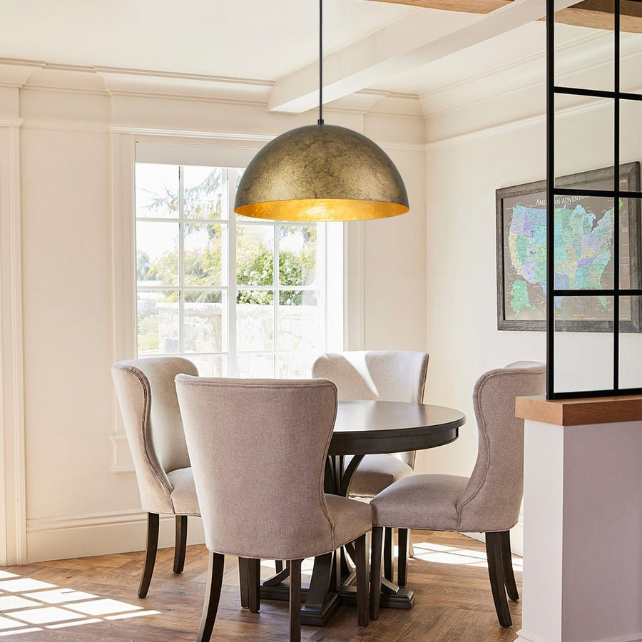 LightFixturesUSA - Industrial Oversized Large Metal Dome Pendant Light - Chandelier - Vintage Brass - 23 in.