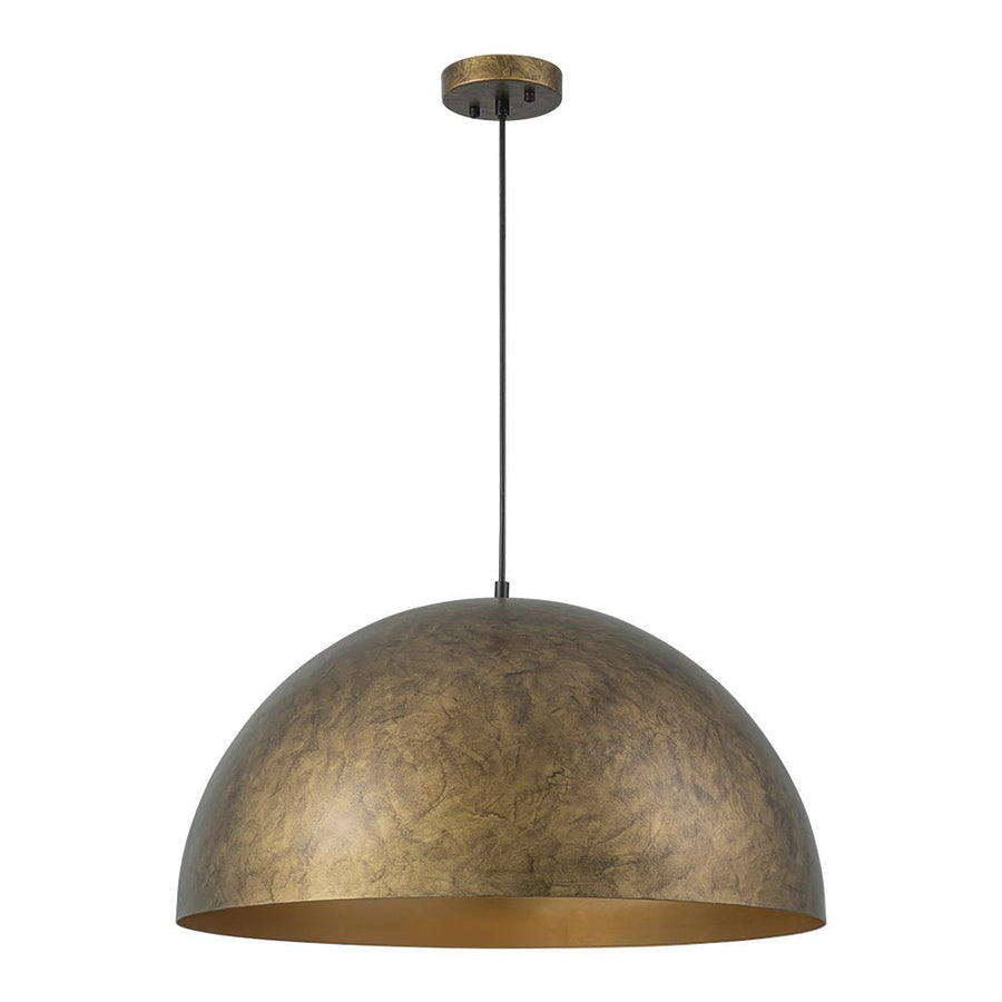 LightFixturesUSA - Industrial Oversized Large Metal Dome Pendant Light - Chandelier - Vintage Brass - 23 in.
