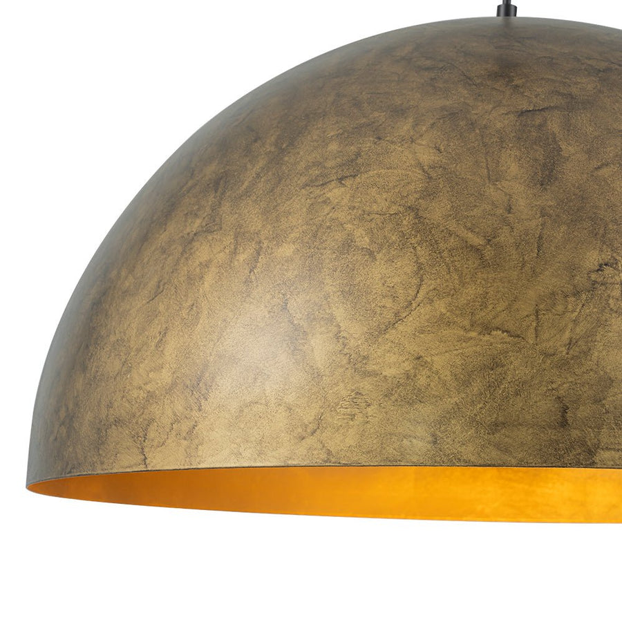 LightFixturesUSA - Industrial Oversized Large Metal Dome Pendant Light - Chandelier - Vintage Brass - 23 in.