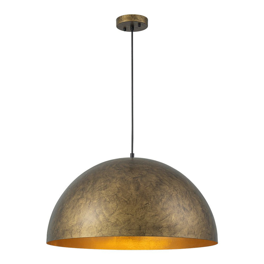 LightFixturesUSA - Industrial Oversized Large Metal Dome Pendant Light - Chandelier - Vintage Brass - 23 in.