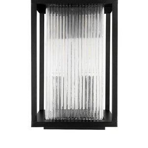 LightFixturesUSA - IP23 1 - Light Black Ribbed Glass Outdoor Wall Lantern - Wall Sconce - 1 Pack - 8 in