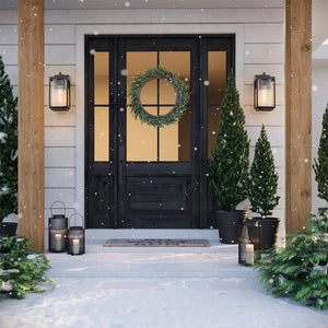 LightFixturesUSA - IP23 1 - Light Black Ribbed Glass Outdoor Wall Lantern - Wall Sconce - 2 Lights - Matte Black