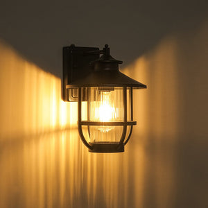 LightFixturesUSA - IP23 Black 1 - Light Manor Wire Cage Outdoor Wall Sconce - Wall Sconce - 1 Pack - 