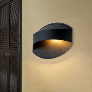 LightFixturesUSA - IP23 Black Flat Oval 1 - Light Iron Outdoor Wall Sconce - Wall Sconce - 1 Pack - 