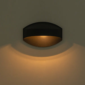 LightFixturesUSA - IP23 Black Flat Oval 1 - Light Iron Outdoor Wall Sconce - Wall Sconce - 2 Pack - 