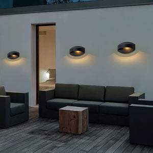 LightFixturesUSA - IP23 Black Flat Oval 1 - Light Iron Outdoor Wall Sconce - Wall Sconce - 2 Pack - 