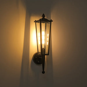 LightFixturesUSA - IP23 Black Manor 1 - Light Lantern Outdoor Wall Sconce - Wall Sconce - 1 Pack - 