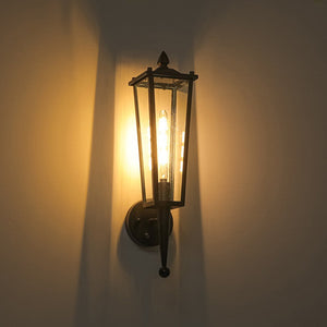 LightFixturesUSA - IP23 Black Manor 1 - Light Lantern Outdoor Wall Sconce - Wall Sconce - 1 Pack - 
