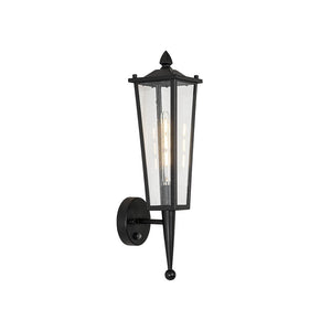 LightFixturesUSA - IP23 Black Manor 1 - Light Lantern Outdoor Wall Sconce - Wall Sconce - 1 Pack - 