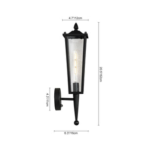 LightFixturesUSA - IP23 Black Manor 1 - Light Lantern Outdoor Wall Sconce - Wall Sconce - 1 Pack - 
