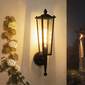 LightFixturesUSA-IP23 Black Manor 1-Light Lantern Outdoor Wall Sconce-Wall Sconce-2 Packs-