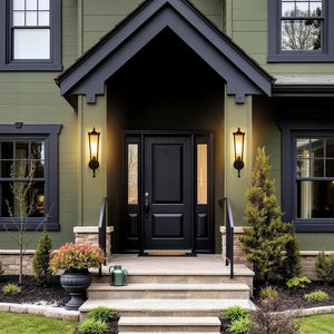 LightFixturesUSA-IP23 Black Manor 1-Light Lantern Outdoor Wall Sconce-Wall Sconce-2 Packs-