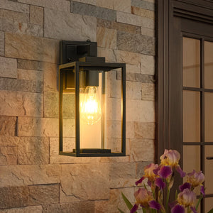 LightFixturesUSA-IP23 Black Rectangular Outdoor Lantern Wall Sconce-Wall Sconce-1 Pack-