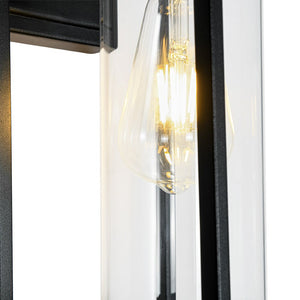 LightFixturesUSA - IP23 Black Rectangular Outdoor Lantern Wall Sconce - Wall Sconce - Black - 