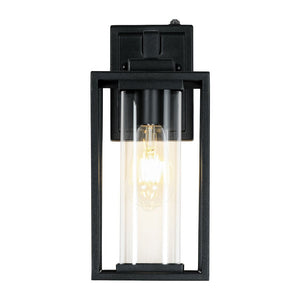 LightFixturesUSA - IP23 Black Rectangular Outdoor Lantern Wall Sconce - Wall Sconce - Black - 
