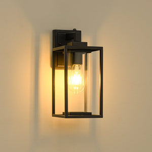 LightFixturesUSA - IP23 Black Rectangular Outdoor Lantern Wall Sconce - Wall Sconce - Black - 