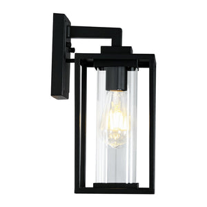 LightFixturesUSA - IP23 Black Rectangular Outdoor Lantern Wall Sconce - Wall Sconce - Black - 