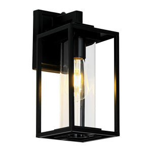 LightFixturesUSA - IP23 Black Rectangular Outdoor Lantern Wall Sconce - Wall Sconce - Black - 