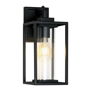 LightFixturesUSA - IP23 Black Rectangular Outdoor Lantern Wall Sconce - Wall Sconce - Black - 