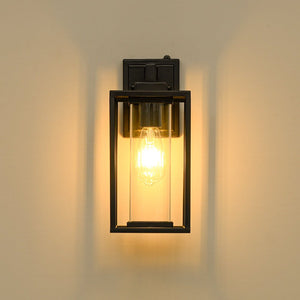 LightFixturesUSA - IP23 Black Rectangular Outdoor Lantern Wall Sconce - Wall Sconce - Black - 