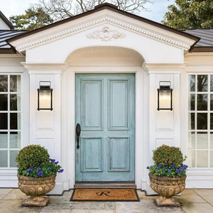 LightFixturesUSA - IP23 Black Ribbed Glass Square Outdoor Wall Lantern - Wall Sconce - 2 Packs - 