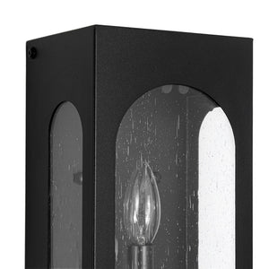 LightFixturesUSA - IP23 Black Seeded Glass Square Box Outdoor Wall Lantern - Wall Sconce - Black - 
