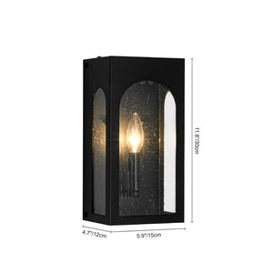 LightFixturesUSA - IP23 Black Seeded Glass Square Box Outdoor Wall Lantern - Wall Sconce - Black - 
