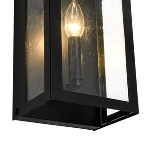 LightFixturesUSA - IP23 Black Seeded Glass Square Box Outdoor Wall Lantern - Wall Sconce - Black - 