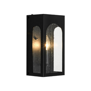 LightFixturesUSA - IP23 Black Seeded Glass Square Box Outdoor Wall Lantern - Wall Sconce - Black - 