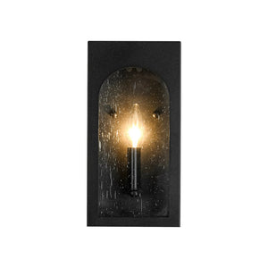 LightFixturesUSA - IP23 Black Seeded Glass Square Box Outdoor Wall Lantern - Wall Sconce - Black - 