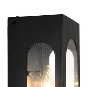 LightFixturesUSA - IP23 Black Seeded Glass Square Box Outdoor Wall Lantern - Wall Sconce - Black - 