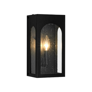 LightFixturesUSA - IP23 Black Seeded Glass Square Box Outdoor Wall Lantern - Wall Sconce - Black - 
