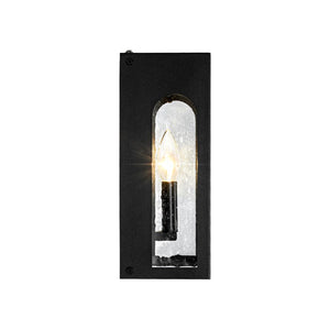 LightFixturesUSA - IP23 Black Seeded Glass Square Box Outdoor Wall Lantern - Wall Sconce - Black - 